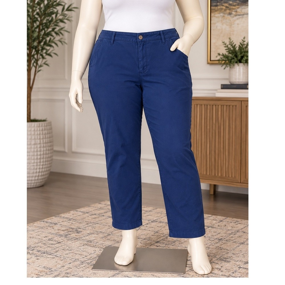 St. John's Bay Navy Chino Pants Girlfriend Fit Stretch Cotton Plus 24W